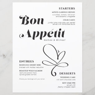 Bon Appetit Bröllop Svartvit, svart, Papper
