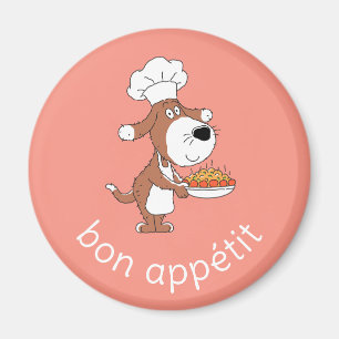 Bon Appétit Chef Cook Cute Rolig hund Puppy Teckna Magnet