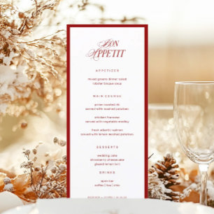 Bon Appetit Classic Elegant Red Bröllop Meny