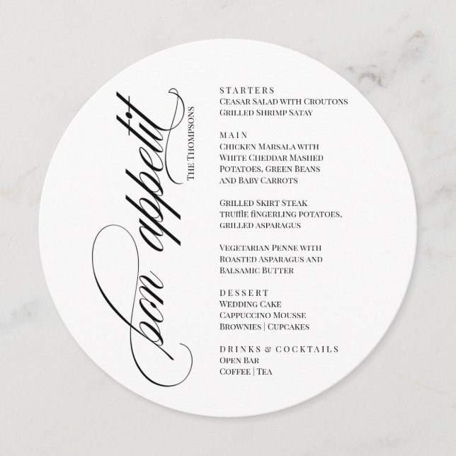 Bon Appetit elegant Menu  Meny (Framsida)