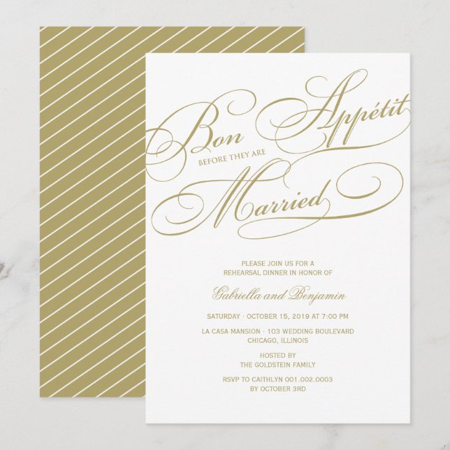 Bon Appetit före den präglade repetitionsdagen Inb Inbjudningar (Fram/baksida)