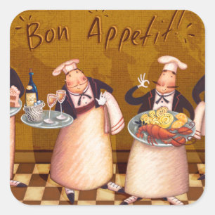 Bon Appétit Fyrkantigt Klistermärke