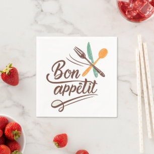 Bon Appétit Kitchen Decor Cutlery Illustration Pappersservett