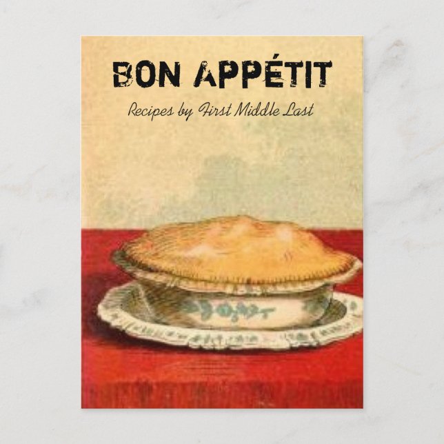 Bon Appetit Paj Recept Card Vykort (Framsida)