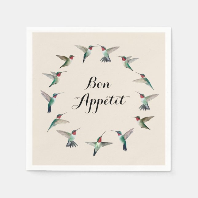 Bon Appétit Ruby-throated Hummingbird Pappersservett (Framsidan)