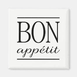 BON APPETIT Svart Och Vit Typografi Citat Magnet