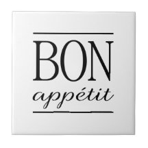 BON APPETIT Svart & Vit Köks Typografi Citat