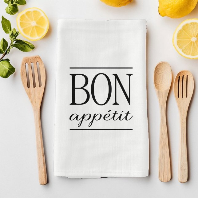 BON APPETIT Typography Foodie Quote Kökshandduk (BON APPETIT Typography Foodie Quote Kitchen Towel)