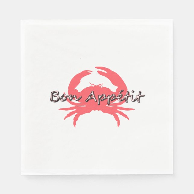 Bon-Appetite—Coral-Crab-Damask—Celebrate Pappersservett (Framsidan)