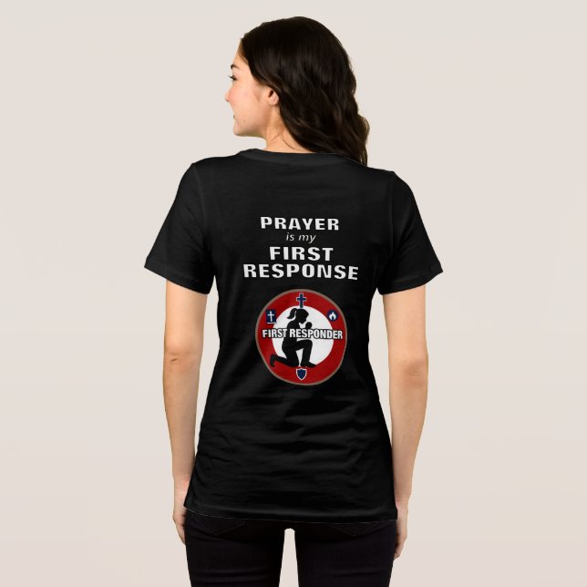 Bön är mitt första svar Förstvarande mörk T Shirt (Baksida Full)