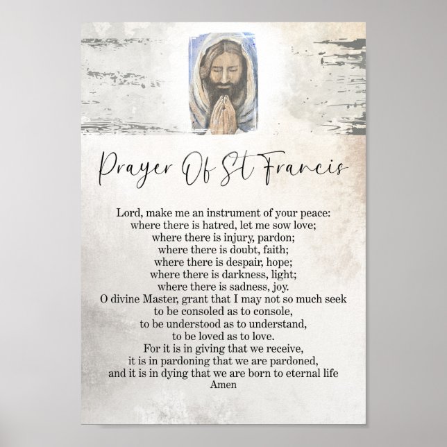 Bön av St Francis Väggkonsttryck  Poster (Framsidan)