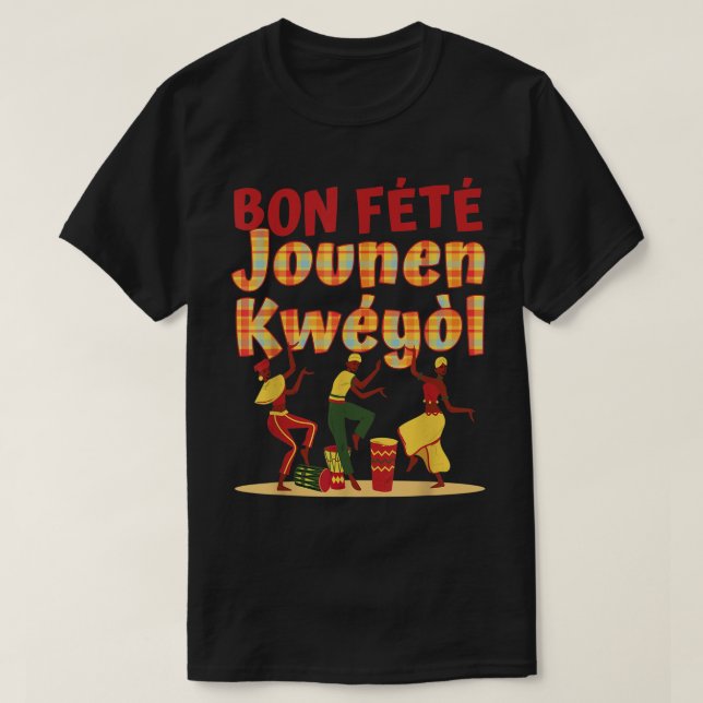 Bon Fete Jounen Kweyol - Lycklig Creole Day Madras T Shirt (Design framsida)