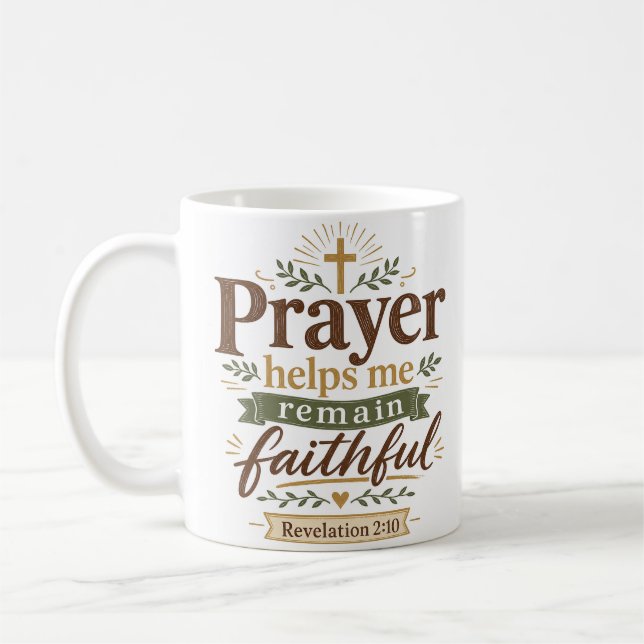 Bön Hjälper Mig Förbli Trogen Kristendomen Citat Kaffemugg (Vänster)