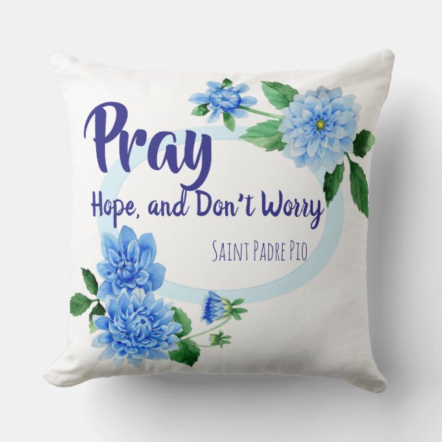 BÖN HOPP OROa EJ St. Padre Pio Blommor Kudde (Framsida)