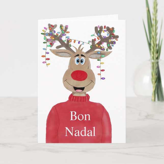 Bon Nadal, den katalanska julen Ljus Reindeer Helgkort (Framsida)
