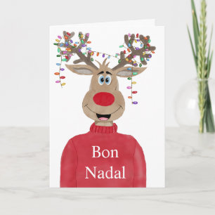 Bon Nadal, den katalanska julen Ljus Reindeer Helgkort