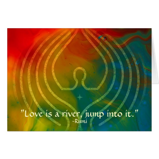 Bön-Rumi och poetisk konst Hälsningskort (Framsidan Horizontal)