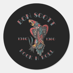 Bon Scott Rock N Roll Tatto 1946-1980 Runt Klistermärke