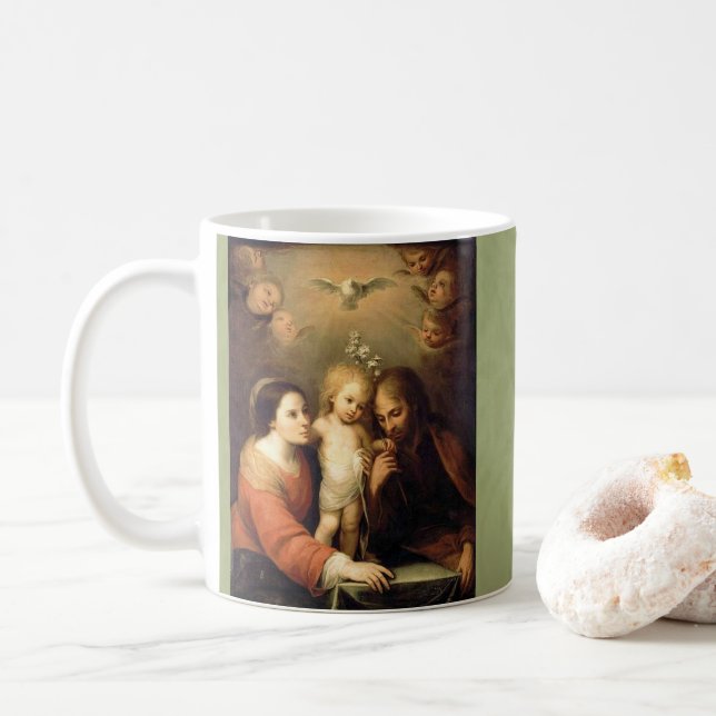 Bön till den heliga familjen Jesus Mary St Joseph Kaffemugg (Med munk)