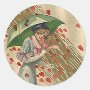 Bön till Sankt Valentin, Vintage Victorian damen Runt Klistermärke