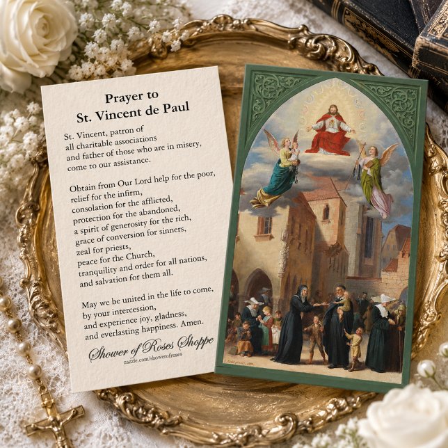 Bön till St. Vincent de Paul katolsk präst Visitkort (Skapare uppladdad)