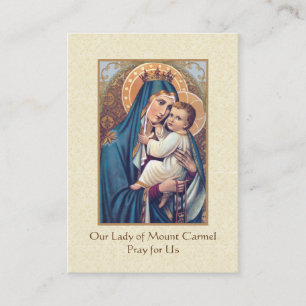 Bön till vår dam av Mount Carmel heligakort Visitkort