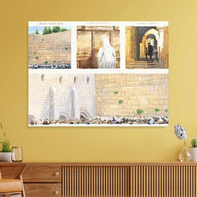 "Bön" Västra muren KOTEL Jerusalem Gamla stan Canvastryck (Insitu (Vardagsrum))