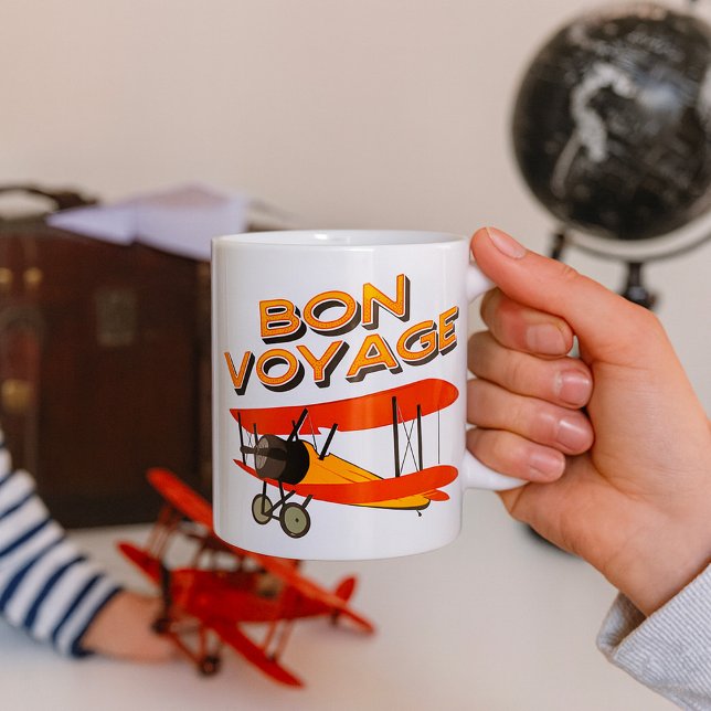 Bon Voyage Biplane Vintage Airplane Kaffemugg (Skapare uppladdad)