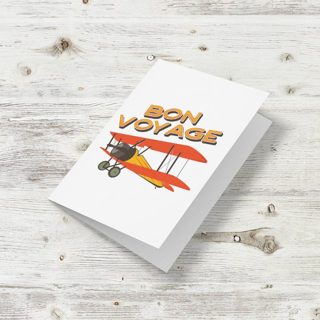 Bon Voyage Biplane Vintage Airplane Kort (Skapare uppladdad)