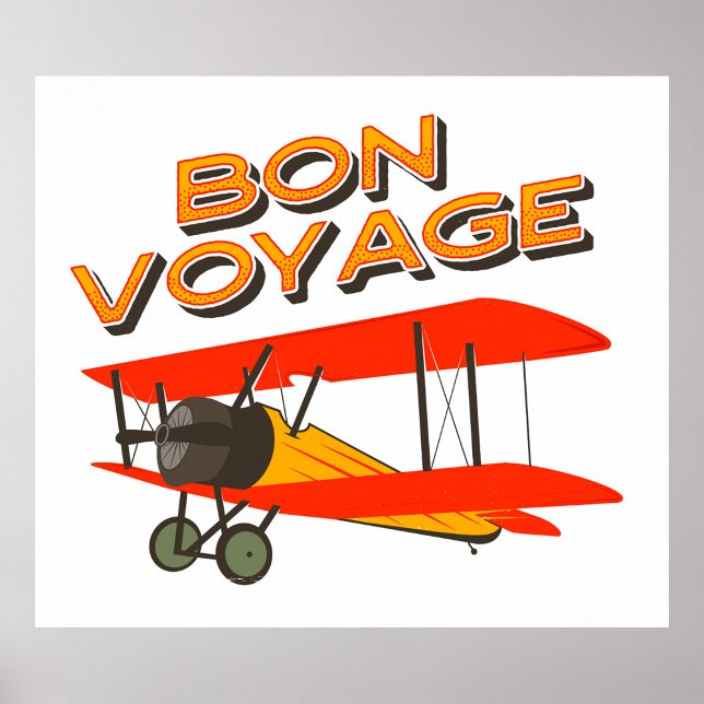Bon Voyage Biplane Vintage Airplane Poster (Skapare uppladdad)