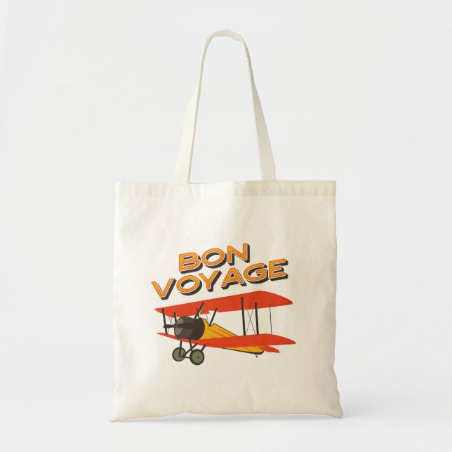 Bon Voyage Biplane Vintage Airplane Tygkasse (Framsidan)