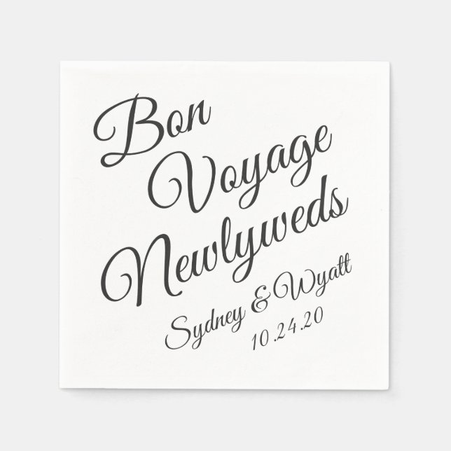 Bon Voyage Black n White Personlig Party Napkin Pappersservett (Framsidan)