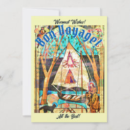 Bon Voyage Boat Cat Pilgrim Symbolist Julkort