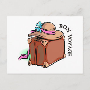 Bon Voyage, ha en bra resa! Bagage & hat Vykort
