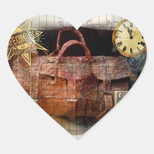 Bon Voyage Hjärtformat Klistermärke (Framsida)