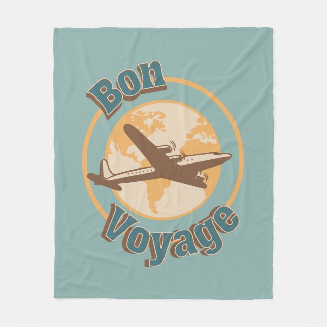 Bon Voyage Låt oss resa med världsdesignen Fleecefilt (Framsidan)