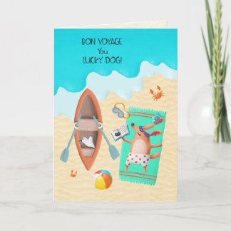 Bon Voyage Lucky Hund Sunbad på Beach Kort