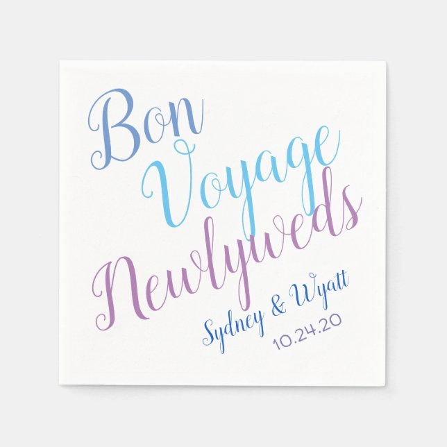 Bon Voyage Newlyweds Personlig Party Napkins Pappersservett (Framsidan)