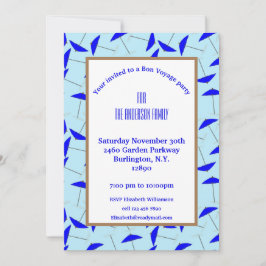 Bon voyage party med blue paraplla mönster inbjudningar