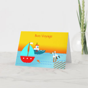 Bon Voyage, persikor, båtar och solnedgång Kort