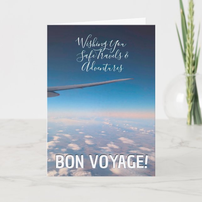 Bon Voyage! Safe Travels Wishes Window Seat Views Kort (Framsida)