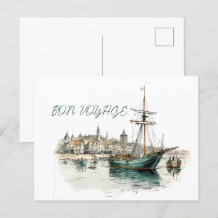 Bon Voyage Sailboat Helg Vykort
