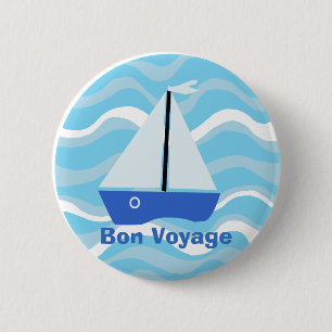 Bon Voyage segelbåt på vinkara havet Knapp