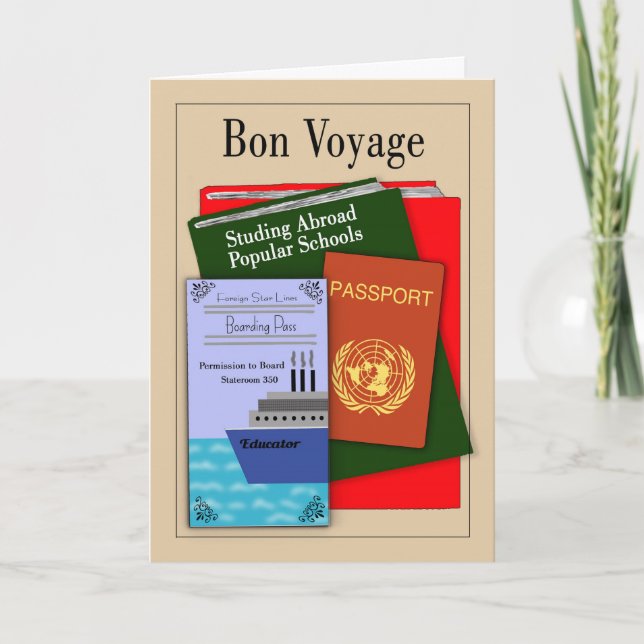 Bon Voyage Study Abroad Card Kort (Framsida)