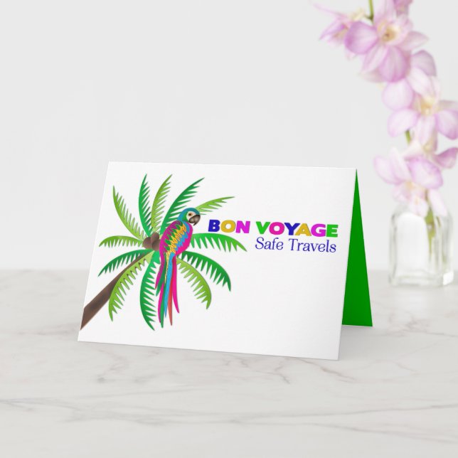 Bon Voyage Tropical Colorful Parrot Kort (Orkide)