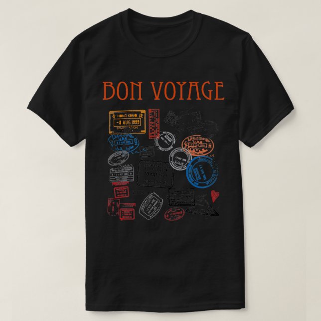 Bon Voyage Vacation Travel Frimärke T Shirt (Design framsida)