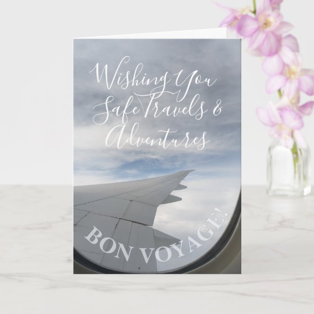 Bon Voyage! Window Seat Happy Travels Wishes Kort (Orkide)
