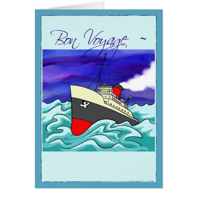 Bon Voyage with a Large Cruise Frakt Hälsningskort (Framsidan)