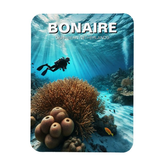Bonaire Caribe Netherlands Scuba Diver Diving Divi Magnet (Vertikal)