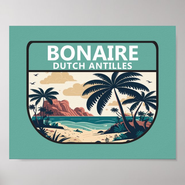 Bonaire Dutch Antilles Retro Emblem Poster (Framsidan)